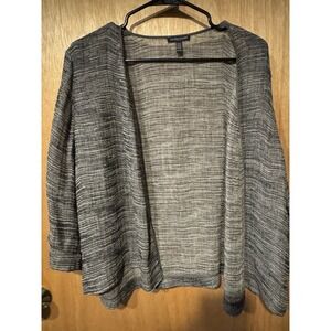 Eileen Fisher Petite Large Grey Linen Open Cardigan